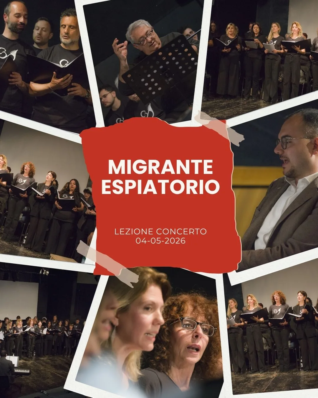 Locandina della lezione-concerto "Il Migrante Espiatorio"